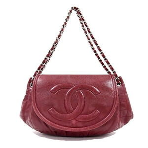 Chanel Diamond Quilted W Double Chain Matelasse Tote Bag Bordeaux Silver